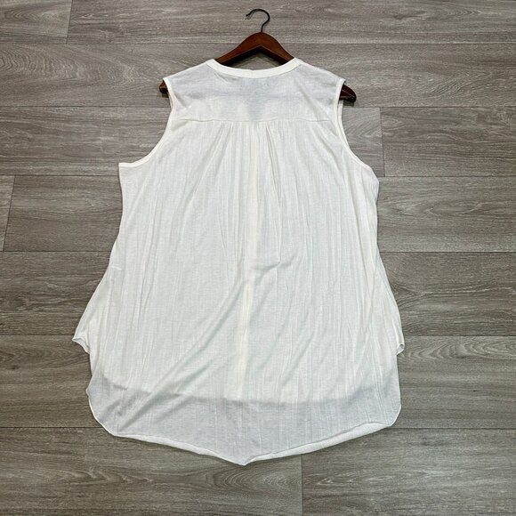 French Laundry White Tops Embroidered Blouse duck-egg tunic 2X - Picture 2 of 6